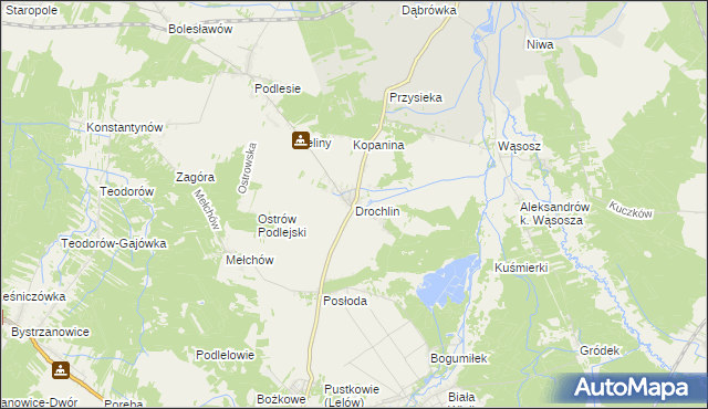 mapa Drochlin gmina Lelów, Drochlin gmina Lelów na mapie Targeo