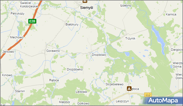 mapa Drozdowo gmina Rymań, Drozdowo gmina Rymań na mapie Targeo