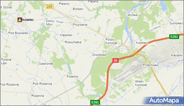 mapa Drozdowo gmina Świecie, Drozdowo gmina Świecie na mapie Targeo