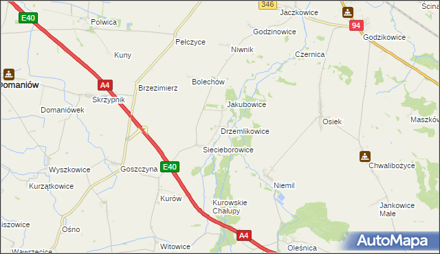 mapa Drzemlikowice, Drzemlikowice na mapie Targeo