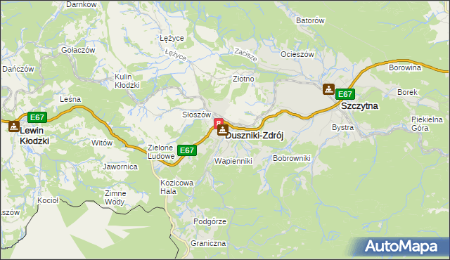 mapa Duszniki-Zdrój, Duszniki-Zdrój na mapie Targeo