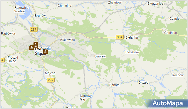 mapa Dworek gmina Lwówek Śląski, Dworek gmina Lwówek Śląski na mapie Targeo