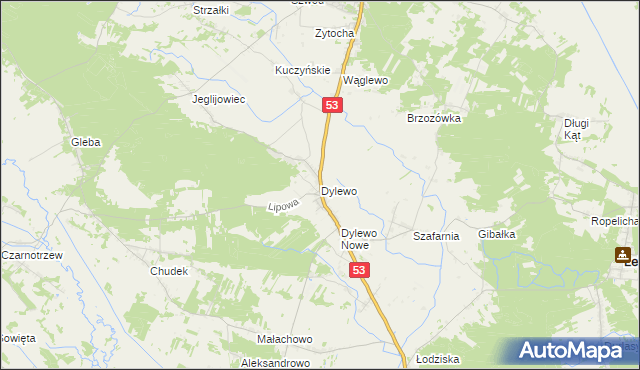 mapa Dylewo gmina Kadzidło, Dylewo gmina Kadzidło na mapie Targeo