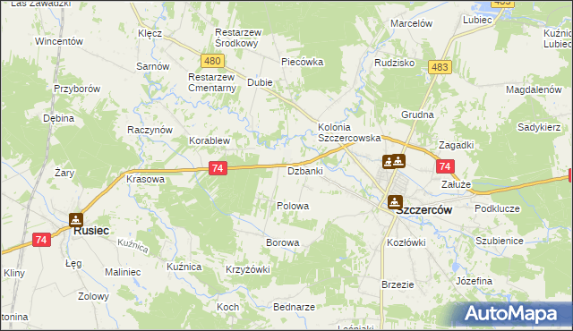 mapa Dzbanki, Dzbanki na mapie Targeo