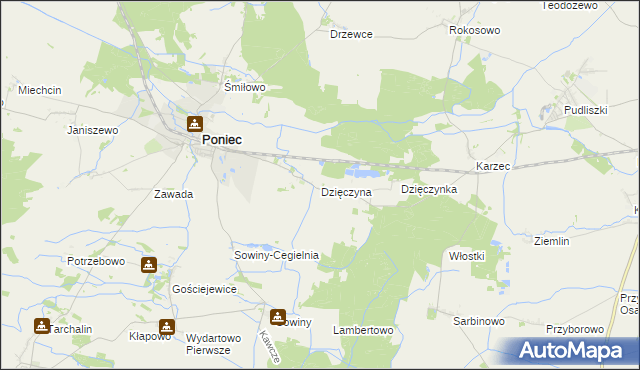 mapa Dzięczyna, Dzięczyna na mapie Targeo