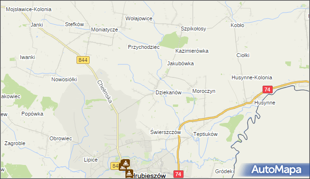 mapa Dziekanów, Dziekanów na mapie Targeo