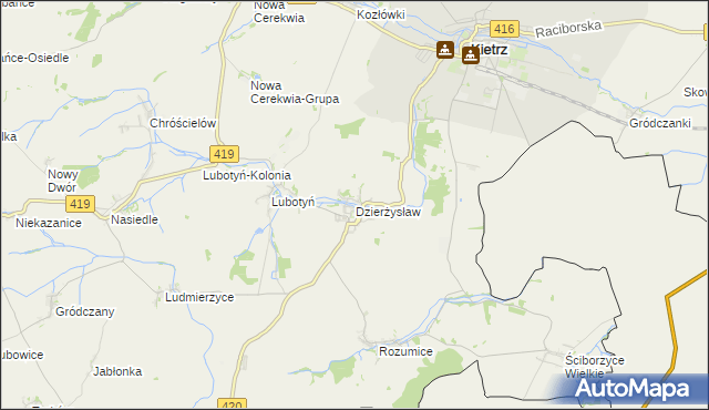 mapa Dzierżysław gmina Kietrz, Dzierżysław gmina Kietrz na mapie Targeo