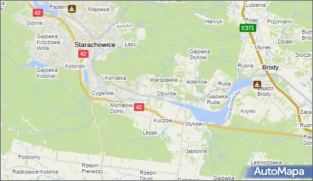 mapa Dziurów gmina Brody, Dziurów gmina Brody na mapie Targeo