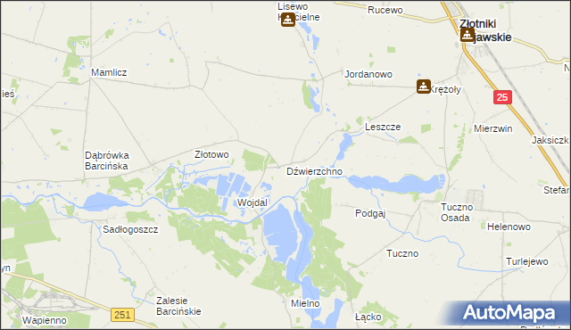 mapa Dźwierzchno, Dźwierzchno na mapie Targeo