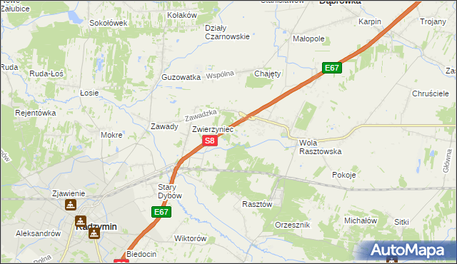 mapa Emilianów gmina Radzymin, Emilianów gmina Radzymin na mapie Targeo