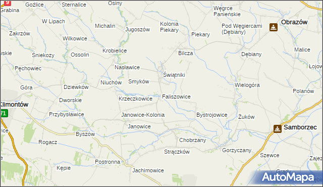 mapa Faliszowice, Faliszowice na mapie Targeo