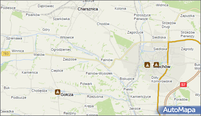 mapa Falniów, Falniów na mapie Targeo