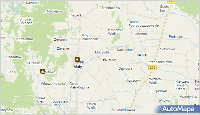 mapa Felicjanów gmina Osiek Mały, Felicjanów gmina Osiek Mały na mapie Targeo