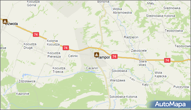 mapa Frampol powiat biłgorajski, Frampol powiat biłgorajski na mapie Targeo