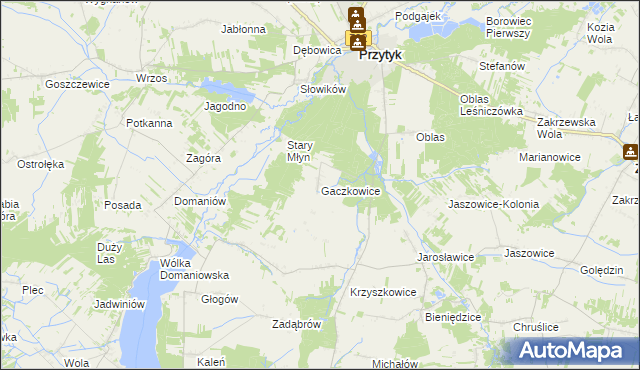 mapa Gaczkowice, Gaczkowice na mapie Targeo