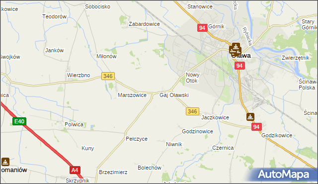 mapa Gaj Oławski, Gaj Oławski na mapie Targeo