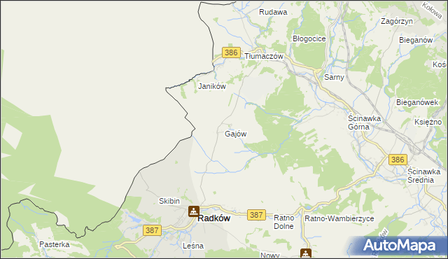 mapa Gajów, Gajów na mapie Targeo