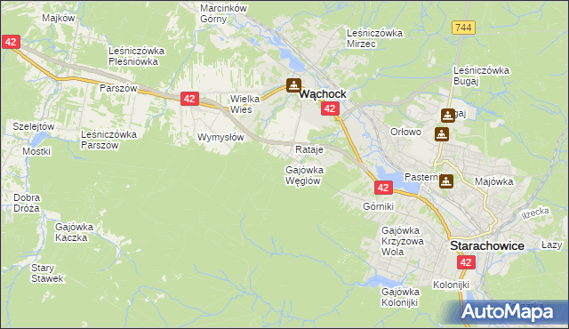 mapa Gajówka Węglów, Gajówka Węglów na mapie Targeo