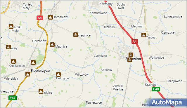 mapa Galowice, Galowice na mapie Targeo