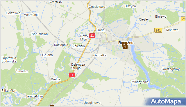 mapa Garbatka gmina Rogoźno, Garbatka gmina Rogoźno na mapie Targeo