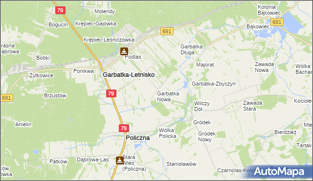 mapa Garbatka Nowa, Garbatka Nowa na mapie Targeo