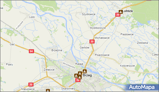 mapa Garbów gmina Lubsza, Garbów gmina Lubsza na mapie Targeo