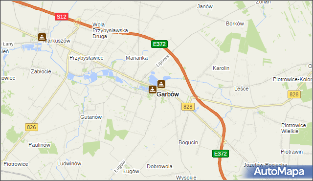 mapa Garbów powiat lubelski, Garbów powiat lubelski na mapie Targeo