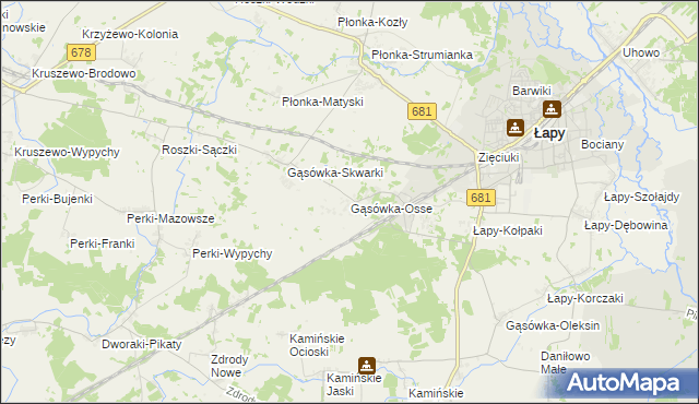 mapa Gąsówka-Osse, Gąsówka-Osse na mapie Targeo