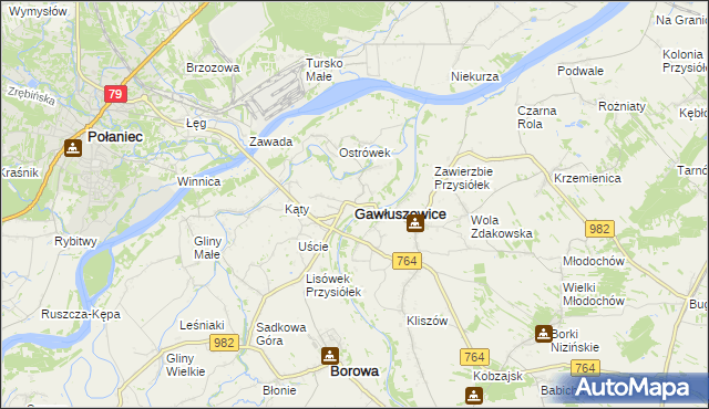 mapa Gawłuszowice, Gawłuszowice na mapie Targeo