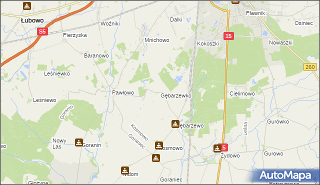 mapa Gębarzewko, Gębarzewko na mapie Targeo