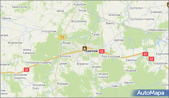 mapa Gielniów, Gielniów na mapie Targeo