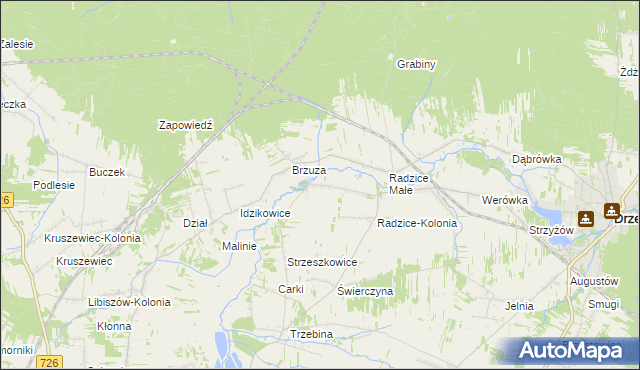 mapa Giełzów gmina Drzewica, Giełzów gmina Drzewica na mapie Targeo