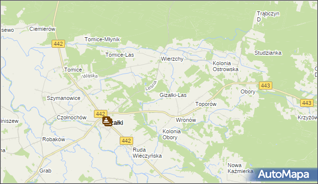 mapa Gizałki-Las, Gizałki-Las na mapie Targeo