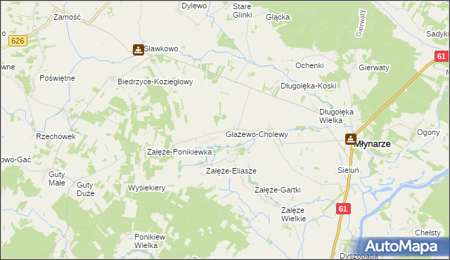 mapa Głażewo-Cholewy, Głażewo-Cholewy na mapie Targeo