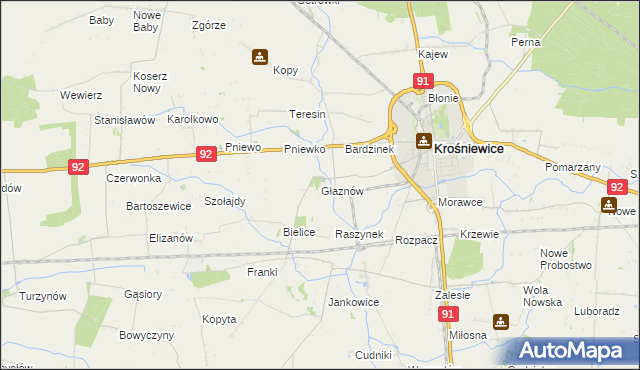 mapa Głaznów, Głaznów na mapie Targeo