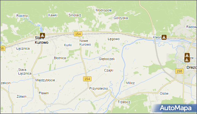 mapa Głęboczek gmina Stare Kurowo, Głęboczek gmina Stare Kurowo na mapie Targeo