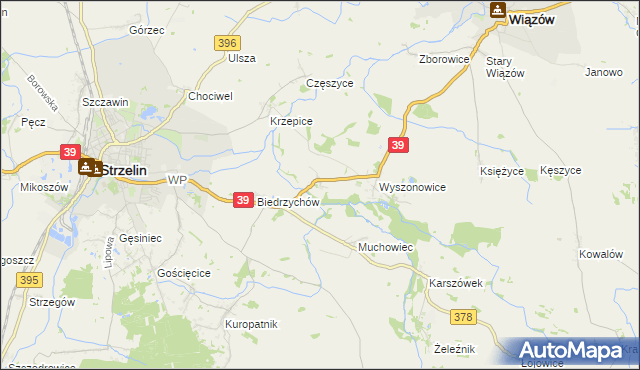 mapa Głęboka gmina Strzelin, Głęboka gmina Strzelin na mapie Targeo