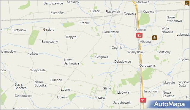 mapa Głogowa gmina Krośniewice, Głogowa gmina Krośniewice na mapie Targeo