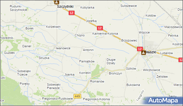 mapa Główczyn gmina Szczytniki, Główczyn gmina Szczytniki na mapie Targeo