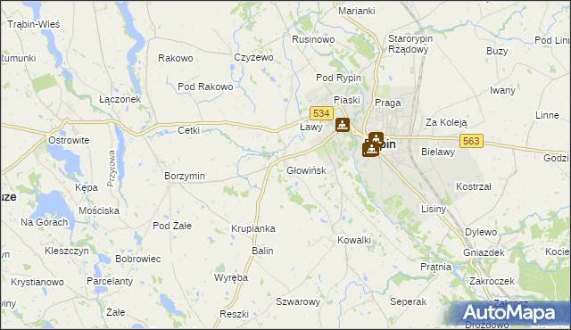 mapa Głowińsk, Głowińsk na mapie Targeo