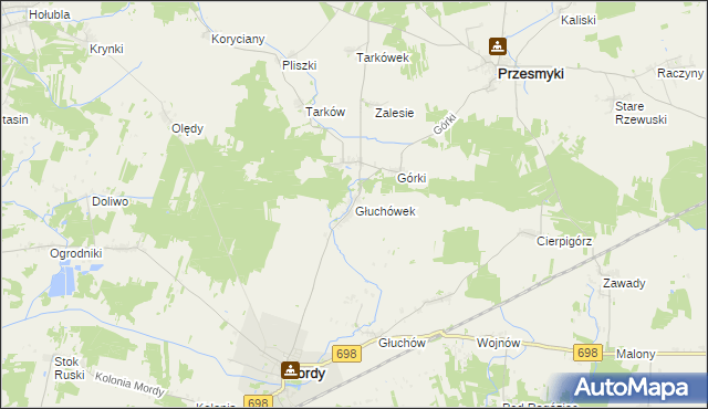 mapa Głuchówek gmina Przesmyki, Głuchówek gmina Przesmyki na mapie Targeo