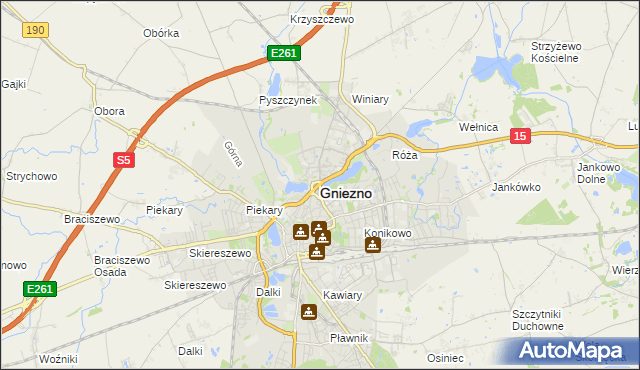 mapa Gniezna, Gniezno na mapie Targeo