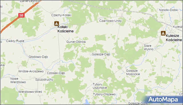 mapa Gołasze-Dąb, Gołasze-Dąb na mapie Targeo