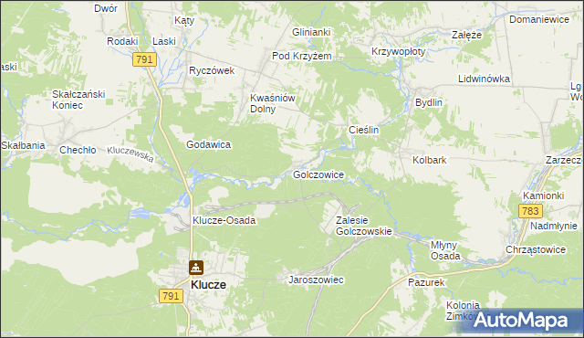 mapa Golczowice gmina Klucze, Golczowice gmina Klucze na mapie Targeo