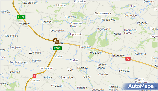 mapa Gołębiów gmina Lipnik, Gołębiów gmina Lipnik na mapie Targeo