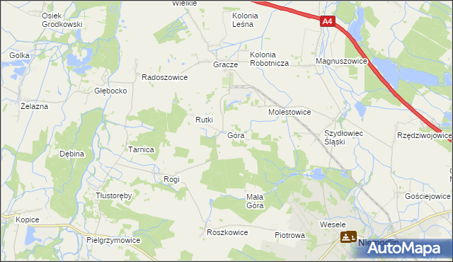 mapa Góra gmina Niemodlin, Góra gmina Niemodlin na mapie Targeo