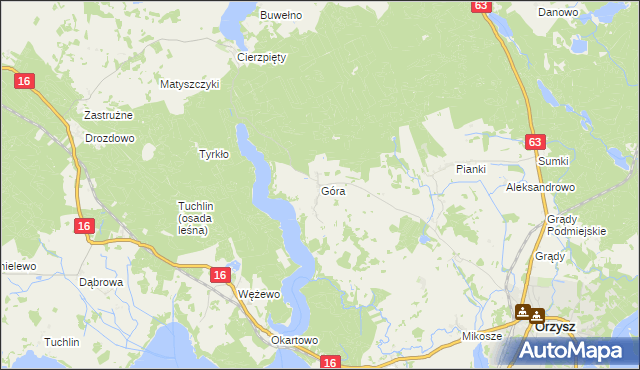 mapa Góra gmina Orzysz, Góra gmina Orzysz na mapie Targeo