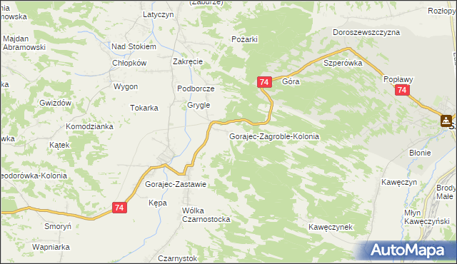 mapa Gorajec-Zagroble-Kolonia, Gorajec-Zagroble-Kolonia na mapie Targeo