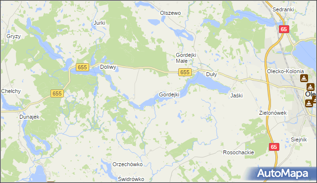 mapa Gordejki, Gordejki na mapie Targeo