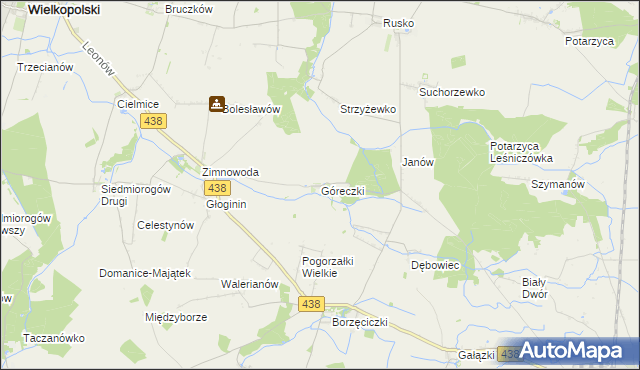 mapa Góreczki gmina Koźmin Wielkopolski, Góreczki gmina Koźmin Wielkopolski na mapie Targeo